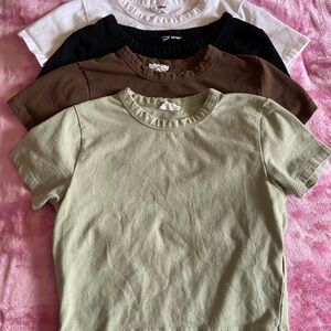 Cotton On Baby Tees Set - Brown, Green, Black, White